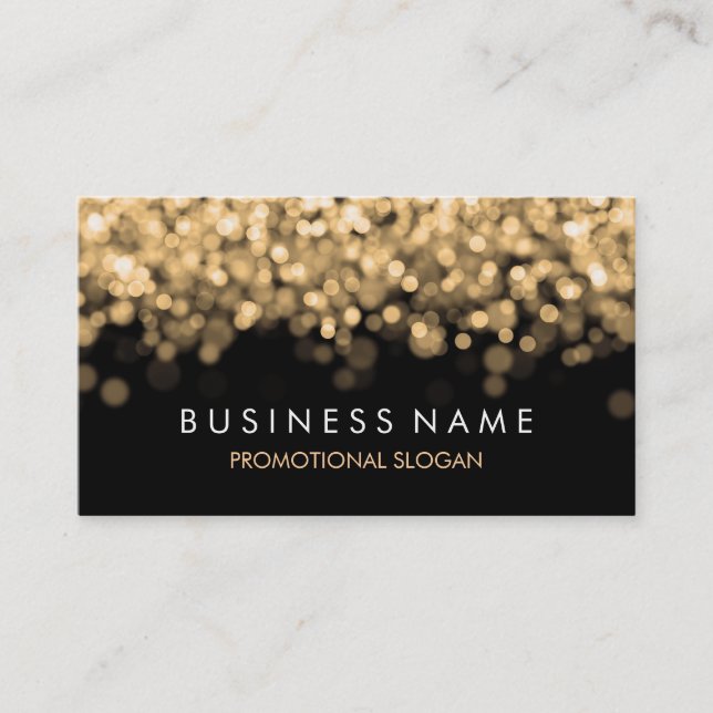 Simple Sparkle Gold Lights Business Card (Front)