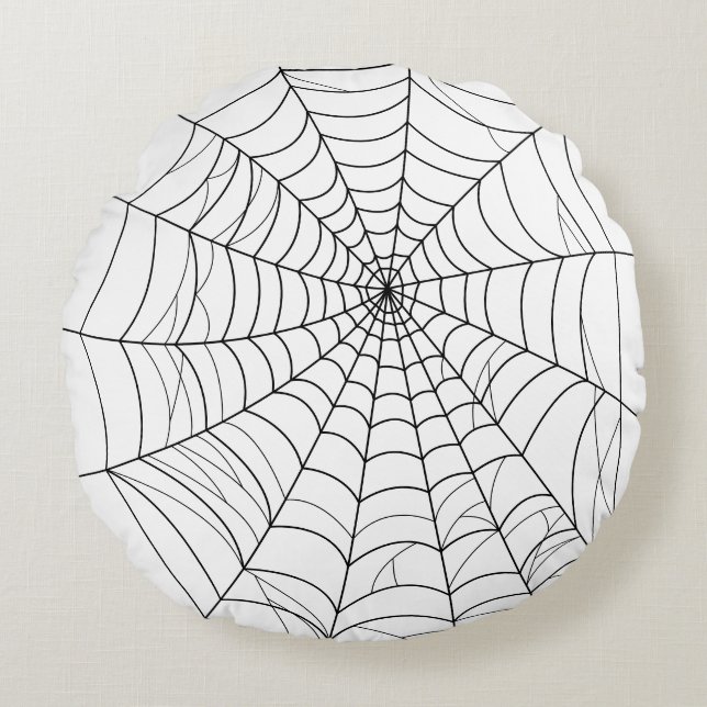 Simple Spider Web Cobweb Line Art Halloween Round Cushion (Front)