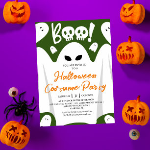 Simple Spooky Boo Ghost Halloween Costume Party Invitation