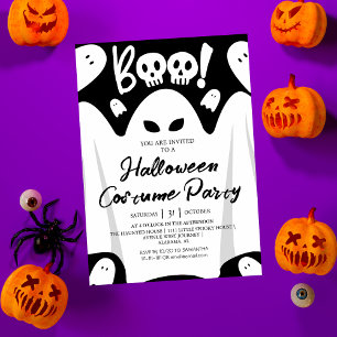 Simple Spooky Boo Ghost Halloween Costume Party Invitation