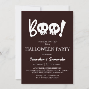 Simple Spooky Boo Skull Halloween Party Invitation