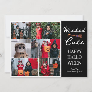 Simple Spooky Boo Strip happy Halloween 6 Photo Holiday Card