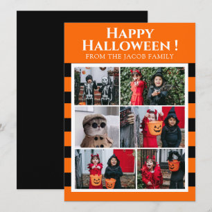 Simple Spooky Boo Strip happy Halloween 6 Photo Holiday Card