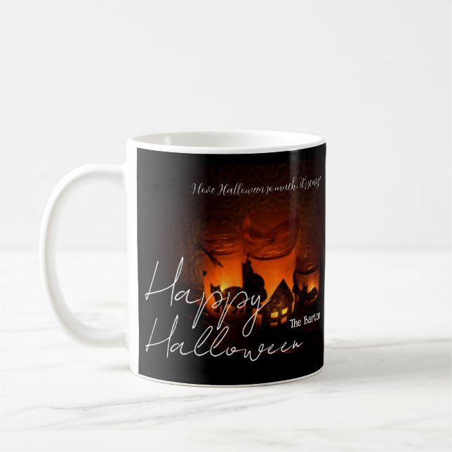 Simple Spooky dark Family Happy Halloween  Coffee Mug (Left)