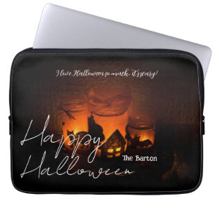 Simple Spooky dark Family Happy Halloween  Laptop Sleeve