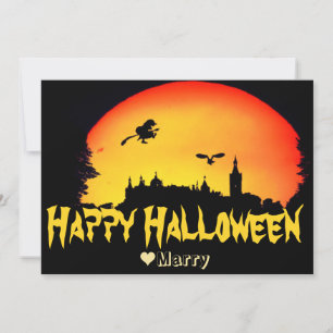 Simple Spooky Family Happy Halloween Pumpkin Holiday Card