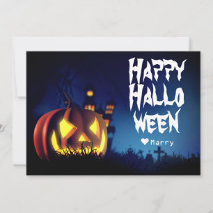 Simple Spooky Family Happy Halloween Pumpkin Holiday Card