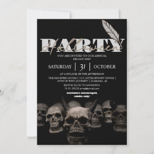 simple spooky Gothic Skull halloween costume party Invitation