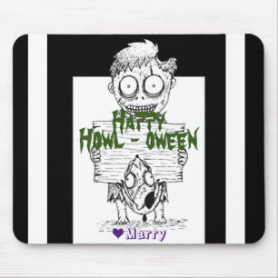 Simple Spooky Halloween Family Happy Howl-oween Mouse Pad