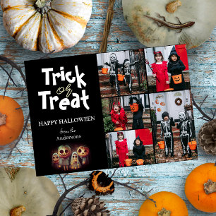 Simple Spooky pumpkin Halloween Photo Collage Holiday Card