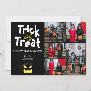 Simple Spooky pumpkin Halloween Photo Collage Holiday Card