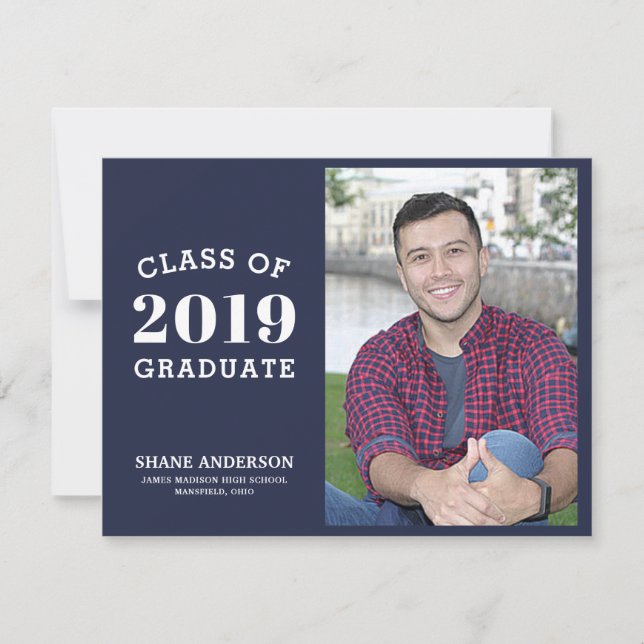 Simple Sporty Lettering Grad Photo Announcement (Front)