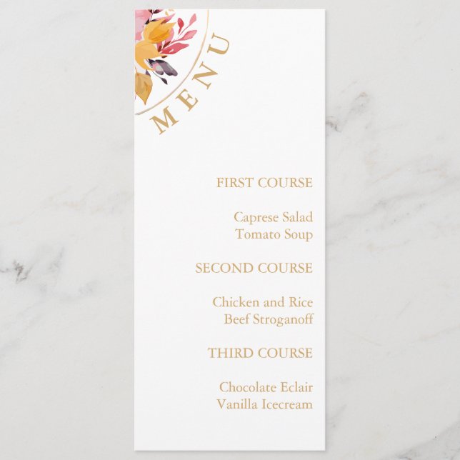 Simple Spring Event Floral Menu (Front)