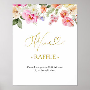 Simple Spring Floral Bridal  Wine Raffle Game Sign