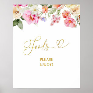 Simple Spring Floral Food Party Sign