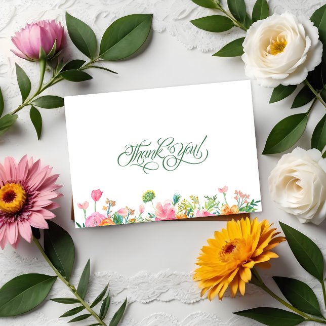 Simple Spring Floral Typography Thank You Card (Creator Uploaded)