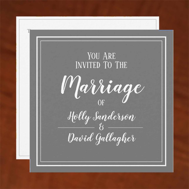Simple Square Grey & White Wedding Day Invitation (Creator Uploaded)