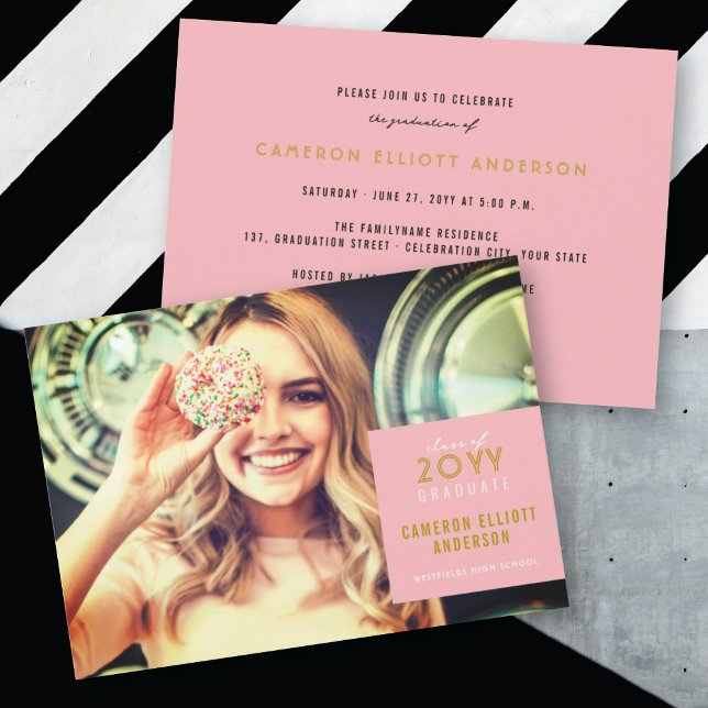 Simple Square Minimalist Photo Graduation Party Invitation (Creator Uploaded)