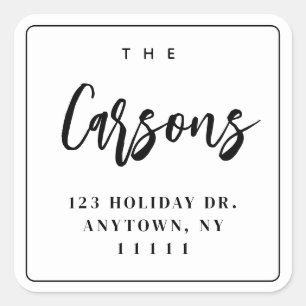 Simple Square Modern Script Return Address Label
