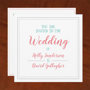 Simple Square Pastel Colours Wedding Day Invitation