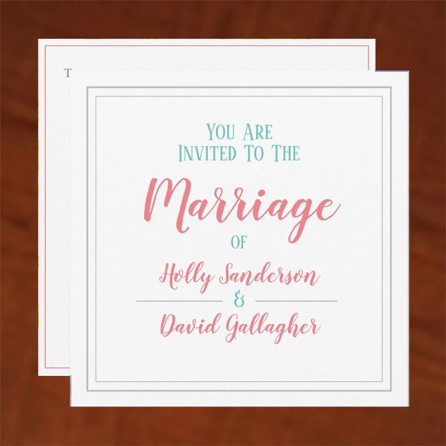 Simple Square Pastel Colours Wedding Day Invitation (Creator Uploaded)