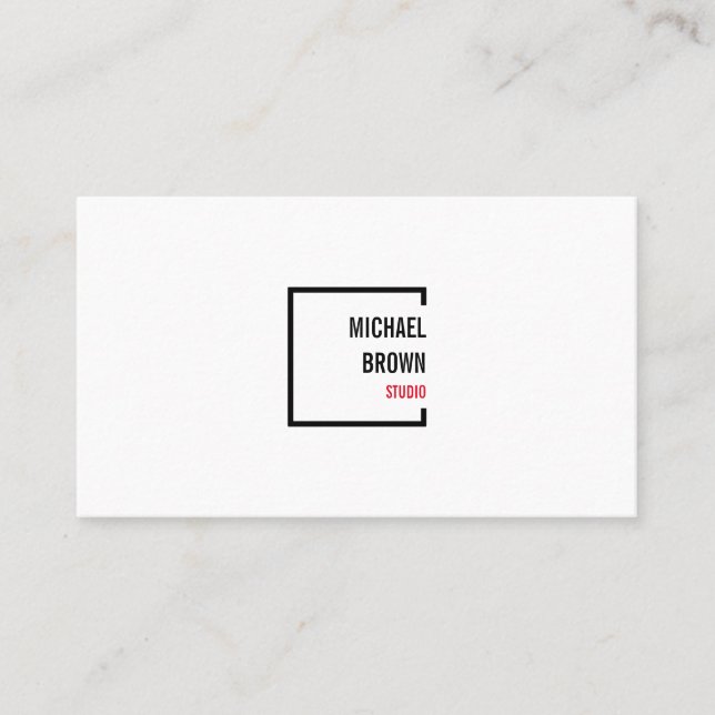 Simple Square Red Box Modern Business Card (Front)