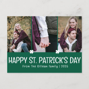 Simple St. patrick's day Shamrocks family 3 photo Holiday Postcard