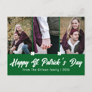 Simple St. patrick's day Shamrocks family 3 photo Holiday Postcard