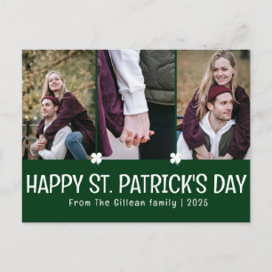 Simple St. patrick's day Shamrocks family 3 photo Holiday Postcard