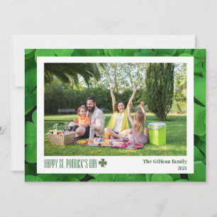 Simple St. patrick's day Shamrocks family photo  Holiday Card