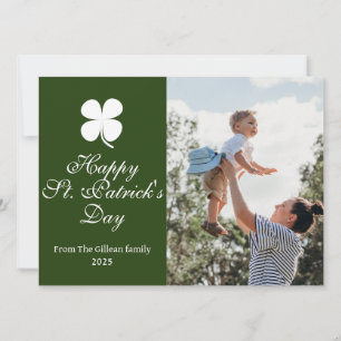 Simple St. patrick's day Shamrocks family photo Holiday Card