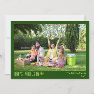 Simple St. patrick's day Shamrocks family photo Holiday Card