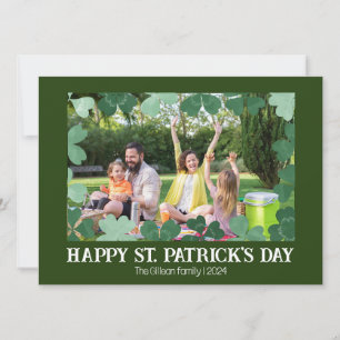 Simple St. patrick's day Shamrocks family photo Holiday Card