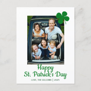 Simple St. patrick's day Shamrocks family photo Holiday Postcard