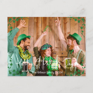 Simple St. patrick's day Shamrocks family photo Holiday Postcard