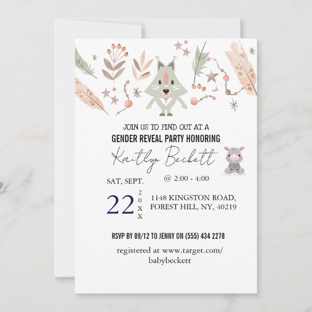 Simple Staches or Lashes Gender Reveal Invitation (Front)