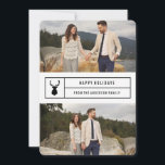 Simple Stag in White Holiday Card<br><div class="desc">Send holiday cheer with a chic photo card! This hip multi-photo design features a black and white theme with a stag silhouette and a coordinating christmas tree pattern. For more advanced customisation of this design, simply select the "Customise It" button above! All photography is displayed as a sample only and...</div>