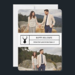 Simple Stag in White Holiday Card<br><div class="desc">Send holiday cheer with a chic photo card! This hip multi-photo design features a black and white theme with a stag silhouette and a coordinating christmas tree pattern. For more advanced customisation of this design, simply select the "Customise It" button above! All photography is displayed as a sample only and...</div>
