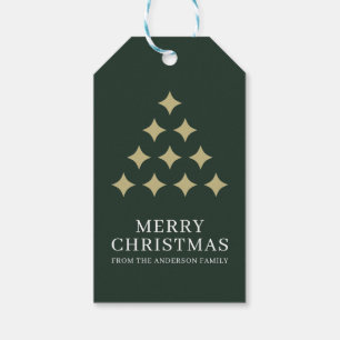 Simple star tree green Merry Christmas Gift Tags