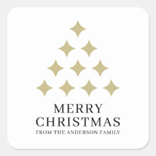 Simple star tree Merry Christmas  Square Sticker