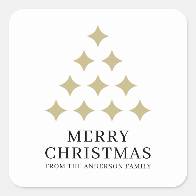 Simple star tree Merry Christmas  Square Sticker (Front)