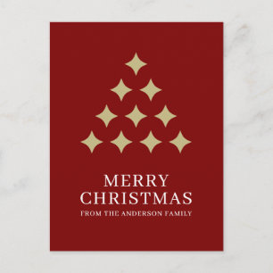 Simple star tree red Merry Christmas Holiday Postcard