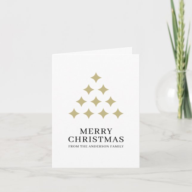 Simple star tree white Merry Christmas  Holiday Card (Front)