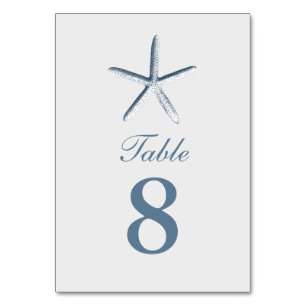 Simple Starfish Beach Wedding Table Numbers