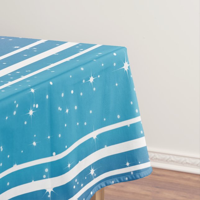 Simple Stars on Blue Gradient with White Stripes Tablecloth (In Situ)