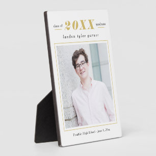 Simple Stats EDITABLE COLOR Graduation Plaque