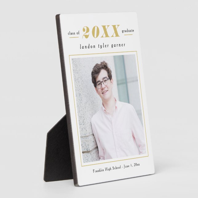 Simple Stats EDITABLE COLOR Graduation Plaque (Side)