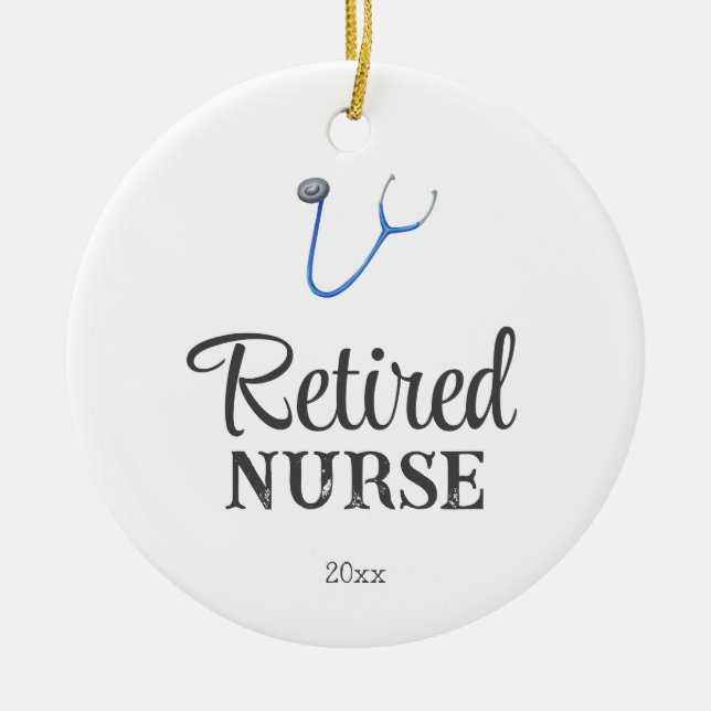 Simple Stethoscope Retired Nurse Ceramic Tree Decoration (Front)