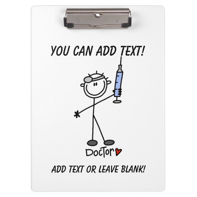 Simple Stick Figure Doctor Clipboard (Front)