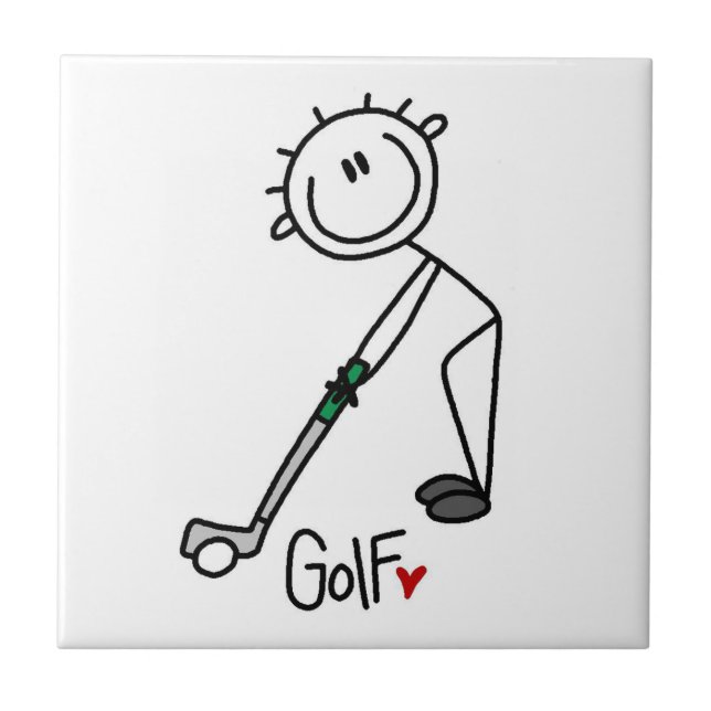 Simple Stick Figure Golfer Tile (Front)